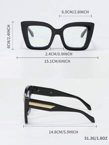 XVBQ 1 副猫眼超大尺寸 PC 商务和社交眼镜，时尚非处方眼镜，适合日常佩戴，带包装 - 貓眼 - 查看 7