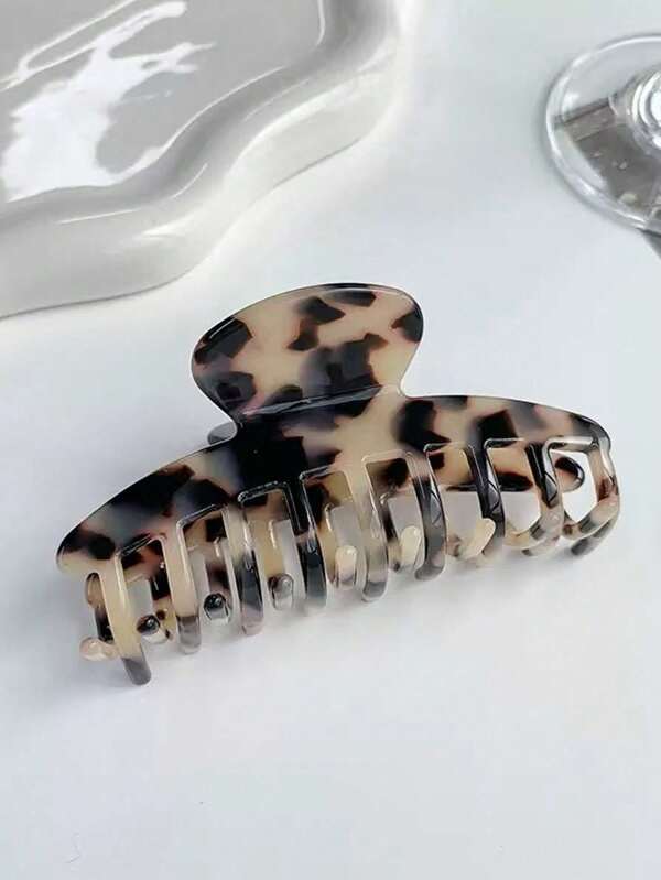 1pc Women's Plus Size Leopard Print Acetate Hair Claw, Fashionable & Elegant Design, Versatile Everyday Wear