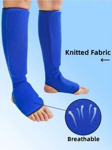 MMA 拳击武术护胫垫，弹性针织内置 EVA 泰拳空手道训练陪练护腿带脚背保护