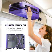 2 件/3 件行李箱套装，ABS+PC 硬壳行李箱旋转轮 TSA 锁，组合家庭旅行手提行李箱套装旅行行李箱行李箱耐用旅行行李防水冬季假期女士旅行必需品行李箱套装行李箱套装 - 彩色 - 查看 9