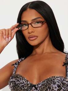 一副女士亚克力长方形时尚眼镜，适合日常阅读、工作通勤、海滩装扮，复古Y2K基础款商务休闲礼品 - 豹紋 - 查看 4