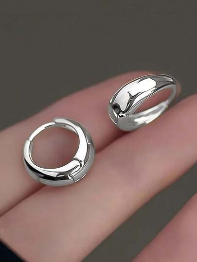 1 par de pendientes de aro elegantes y minimalistas de material de cobre, versátiles y elegantes, adecuados para el uso diario