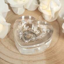 Personalisierte Laser-Gravur Hochzeitsring Box, Liebesring Box, Acryl Ring Box, Herz-förmige Hochzeitsring Box, transparente Verlobungsbox