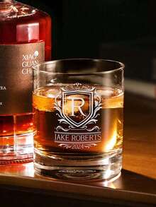 1pc Custom Name Whiskey Glass, Custom Name Whiskey Tumbler Glass, Custom 300ml Whiskey Glass, Custom Glassware With Name, Custom Gift, Personalized Name Whiskey Glass, Personalized Name Whiskey Glassware For Him Her, Boyfriend, Girlfriend,Chic Design - Multicolor - View 3