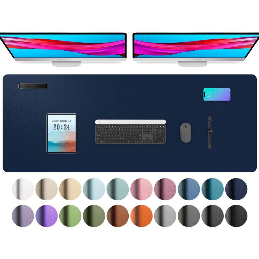 Tấm lót bàn bằng da, Tấm lót chuột cỡ lớn, Tấm lót bàn chống trượt, Tấm bảo vệ bàn bằng da PU chống thấm nước, Tấm lót bàn bằng da PU + bề mặt nhung chống trượt chống chói, Thích hợp cho văn phòng và gia đình (80 X 40 Cm, Xanh đậm), Có nhiều màu, Đồ dùng học tập, Tấm lót chuột chơi game trở lại trường Phụ kiện bàn làm việc Đồ dùng văn phòng Phụ kiện bàn làm việc Bàn di chuột Bàn di chuột cho bàn làm việc