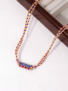 1 件多色绳结金属六角珠心形吊坠字母项链，适合女士、日常/派对佩戴情人节、妈妈、母亲、母亲节、礼物 - 彩色的 - 查看 10