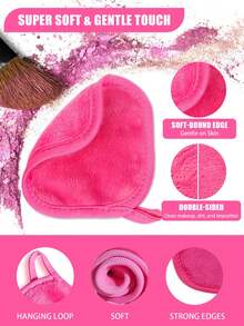 12pcs Makeup Remover Pads, Edged Design, Reusable, Soft & Moisturizing Cleansing Wipes, 6/3/1 Pcs Set