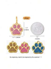 Zinc Alloy Pet Tags, Gold Footprints, Pet Supplies, Dog Tags, Pet Collars, Cat And Dog Surname Tags, Anti Loss Surname Tags (Gold, Pink, Blue, Green, Purple)Random Color