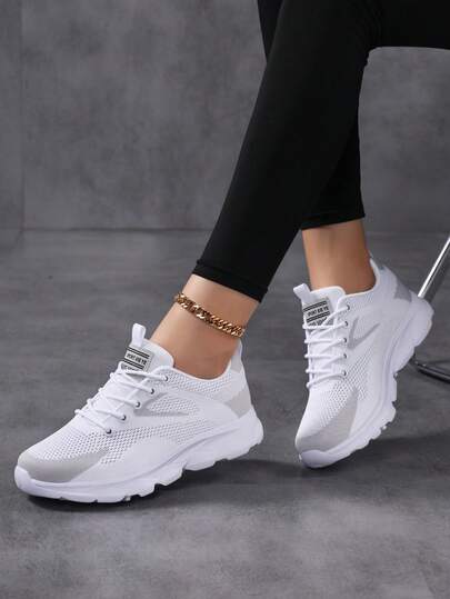 女士透气飞织运动鞋，休闲系带户外鞋，舒适低帮鞋