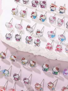 Sanrio 60 piezas Juego de aretes con diseños de Sanrio Kumi, aretes de diseño dulce para niñas