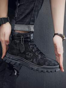 Teens/Adults All-Season Plus Size Boots, Unisex, British Style, Climbing, Travel, Anti-Slip, Durable, Thick Sole, Outdoor Casual Work Leather Boots - Multicolor - View 8