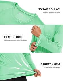 Men's Long Sleeve Shirts UPF 50+ UV Sun Protection Athletic Shirts For Hiking Running Workout Rash Guard-2025 - Beach Glass - View 9