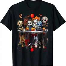 Breathable Cool Refreshing Summer Horror Movies Character Halloween Costume Gift T-Shirt Gothic Style Graphic Tee Top Short SLEEs Ve Blouses For Kids Adult 61323 - màu đen - Xem 1