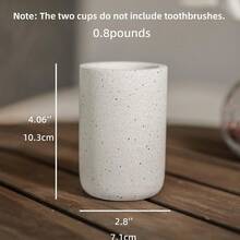 ATGRWYER 2PCS Concrete Bathroom Tumbler Cup Set,Toothbrush Holder,Hotel Mouthwash Cups Made Of Cement Material With A Sense Of Design - Default - View 2