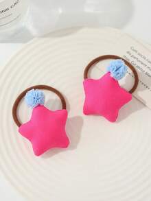 8pcs/Set Adorable Multicolor Dopamine-Themed Hair Scrunchies For Girls, Solid Color Padded Starfish Design Elastic Hair Ties, Gentle On Hair