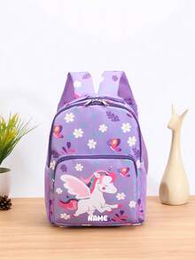 Individueller Schulanfang Einhorn Dinosaurier Mini Rucksack, personalisierter Name oder Feiertagsgruß Muster. Gestalte deinen eigenen Rucksack. Modisch lässig, vielseitig süßer Cartoon Einhorn Dinosaurier Bagger Baustellenfahrzeug Muster Rucksack. Leichter Münzbeutel, perfekt für Teenager für den täglichen Gebrauch, Ausflüge, Reisen und Einkaufen. Druckmusterposition zufällig - Text 2 - Übersicht 18