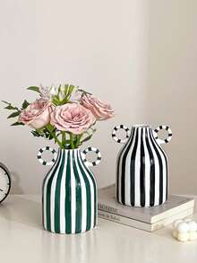 1 件黑白条纹陶瓷花瓶，手绘现代简约波西米亚风格装饰，中央餐桌，厨房书桌，书架，卧室美学 - 彩色 - 查看 7