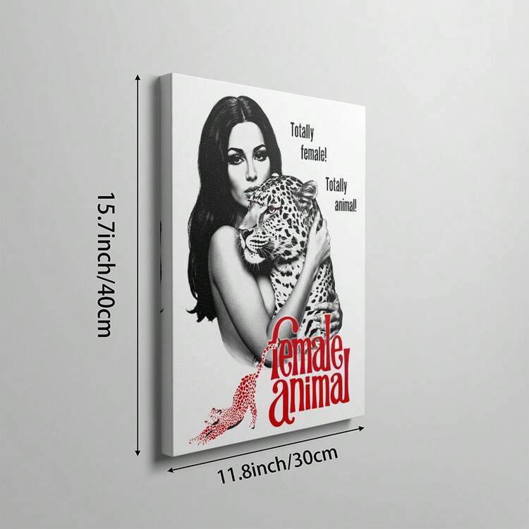 1 件奢华豹纹猎豹肖像墙面艺术画黑红色时尚帆布印刷画杂志封面海报美学少女装饰卧室、客厅、公寓、宿舍墙面装饰礼物（无框或带框） - 彩色 - 查看 12