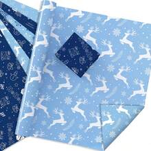 12pcs Christmas Snowflake Elk Deep Blue Gift Decorative Paper Party Gift Box Decorative Outer Packaging Paper, And Safe Paper, Made By Modern Printing Press. It Is Easy To Fold And Cut, And The Prints On The Paper Are Exquisite And Clear.