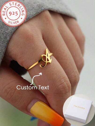 แหวนปรับขนาดได้ 925 เงินปรับแต่งอักษรย่อ สไตล์ที่ทันสมัยและง่ายๆ เหมาะสำหรับทั้งผู้ชายและผู้หญิง สมบูรณ์แบบสำหรับการสวมใส่ประจำวันและของขวัญวันหยุด!