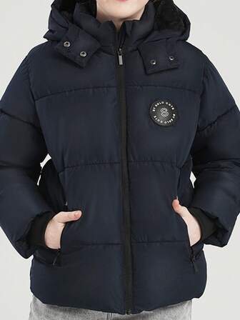 SOLOCOTE Teen Girl Thickened Hooded Zip-Up Long Sleeve Winter Jacket, Autumn/Winter Thick Coat, Christmas Gift For Snow Play