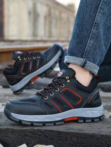 GUYISA Men's Steel Toe Hiking Shoes, Anti-Slip, Anti-Puncture, Durable, Soft & Comfortable Low-Top, Suitable For Factory, Construction Site, Gradient Color Sole, Fashion Work Shoes, Black (This Is The CN Size, International Size May Differ, This Model Runs Small, Please Order One Size Up!) - Black - View 5