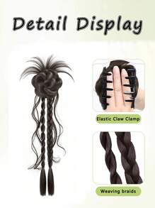 合成马尾辫、合成发髻马尾发片、爪夹发髻发夹、合成假发髻接发、女士日常佩戴发饰 - 彩色 - 查看 5