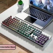 HP K500Y Retro Mechanical Keyboard, Steampunk Design, RGB Colorful Lighting, E-Sports Gaming And Office, High-Tech Axis, Full Metal Panel, Compatible With Win/Mac System - White Mixed Light [round Hat] - View 5