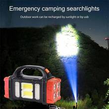 LED Solar Camping Light - Bright, Portable, Rechargeable, With Power Bank Function, USB Port, And LED Flashlight Features. It Boasts Long-Lasting Battery Life, A Durable Design, And Multiple Charging Options,Portable Rechargeable Flashlights, Ideal Hiking Camping Choices, Easily Tackle Various Outdoor Challenges, And Unleash Passion! - Red - View 7