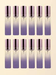 3pcs/6pcs/12pcs/18pcs 10ml Square Glass Refillable Makeup Toner Perfume Small Sample Transparent Fine Mist Spray Bottle, Black/Amber, With Funnel Atomizer, Rose Gold/Purple/Pink