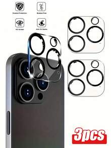 3 件套相机镜头钢化玻璃膜 + 防震保护壳，适用于 16/15/14/13/12/11 Pro Max/11 及所有型号 - 無色 - 查看 1
