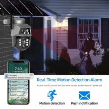 8MP 太阳能供电监控摄像头 4K，8MP 双镜头安全摄像头，带双 PIR 运动检测，WiFi 防水户外摄像头，太阳能供电，4 种安装方式（墙壁/天花板/角落/杆），IP65，APP 控制，夜视