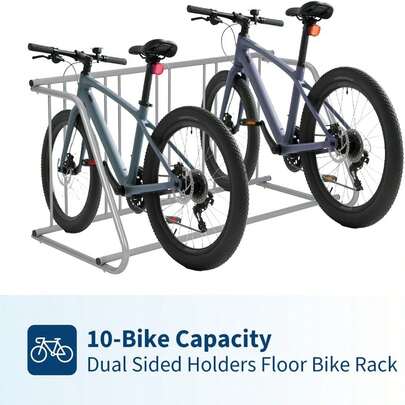 Floor Bike Rack,Double-Side 10-Bike Rack 60" L,Grid Bikes Racks In Ground,Freestanding Bicycle Floor Parking Stand,Stand Bike Racks For Garages Streets Yards Bike Events