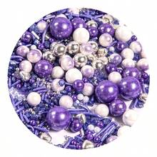 85克/3盎司蛋糕装饰，混合粉色和紫色珍珠，混合贝壳和海星糖粒，柔和色彩烘焙装饰，适用于蛋糕、冰淇淋、饼干、甜甜圈，是夏季派对、婚礼、生日和毕业典礼的完美之选，仅供装饰，不可食用 - 彩色 - 查看 11
