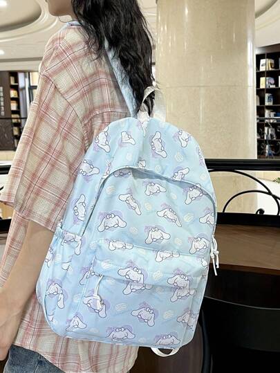 Sanrio 1pc Sanrio Hello Kitty, Melody, Kulomi, Cinnamon Large Capacity Travel Backpack, Fashionable Multi-Function Laptop Backpack, Oxford Fabric Material, Polyester Lining, Ideal Gift For Travel, Commuting, School, Back To School Gifts Bag For School School Accessories School Stuff Travel Essentials Holiday Vacation Duffle Bag Luggage Suitcase Travel Bag For Women