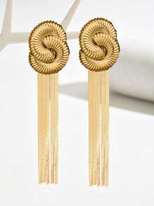1 Pair Stylish Asymmetrical Long Tassel Drop Earrings, European Fashion Elegant Versatile
