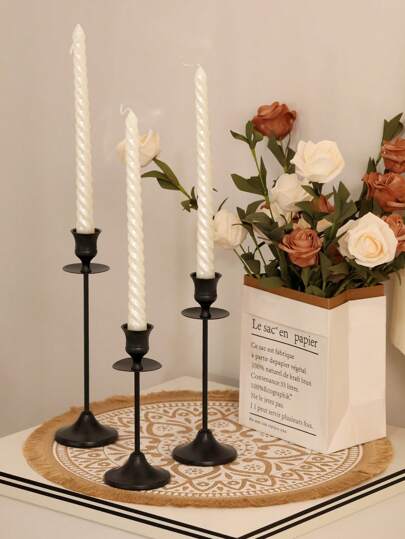 1 pezzo/1 set Portacandele in metallo elegante ed elegante, set portacandle stile europeo nero per candles romanici europei, porta-candile per decorazioni da matrimonio, supporto a forma di gabbia per quattro Seasons, decorazione centrale per tavolo, decorazioni per la casa