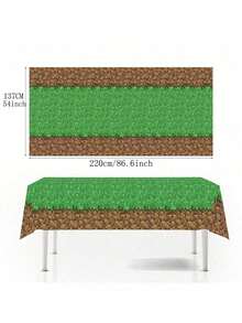 Pixel Dirt Grass Tablecloth Disposable Rectangular Tablecloth Party Birthday Decorations Waterproof And Oilproof Tablecloth Green Lawn Tablecloth - Multicolor - View 4