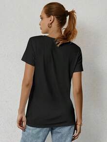 100% Cotton Hawaii Hawaiian Islands Coordinates State Map Souvenir Gift T-Shirt  Graphic Tees Cute Summer Women Tops Puppy Kepp Black - 黑色 - 查看 2