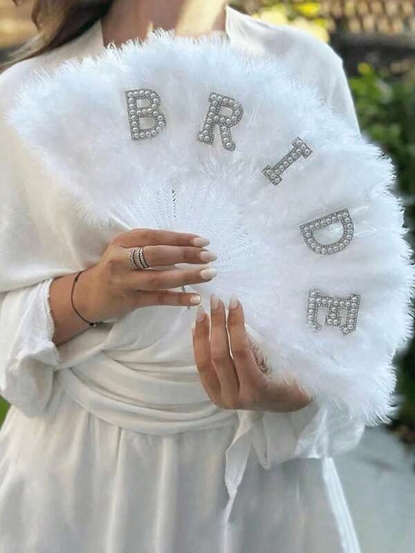 Bridal Wedding Decoration Props Set: Lace Umbrella & Lace Plastic Fan, European Style Wedding Bride Umbrella, Outdoor Wedding Decor Umbrella & Fan Set, Best Gift, Wedding Photography Prop, Suitable For Weddings And Dance Performances White Bride Fan Bride White Folding Fan, Large-Size Handheld Fan For Bachelorette Party & Wedding Decoration,