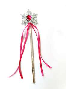 1 pieza Varita mágica de hada con copo de nieve y cinta, varita mágica de princesa, accesorio decorativo para el cabello para Halloween