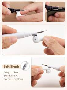 Earbuds Earphone Cleaning Kit, Multi-Functional Cleaning Tool With Soft Brush Flocked Sponge, 3 In 1 Electronic Cleaning Kit, Easy To Carry, Suitable For Wireless Headphones Bluetooth Headphones / Earbuds / Watches / Laptops / Cell Phones / Cameras Cleaning Pen - Multicolor - View 5