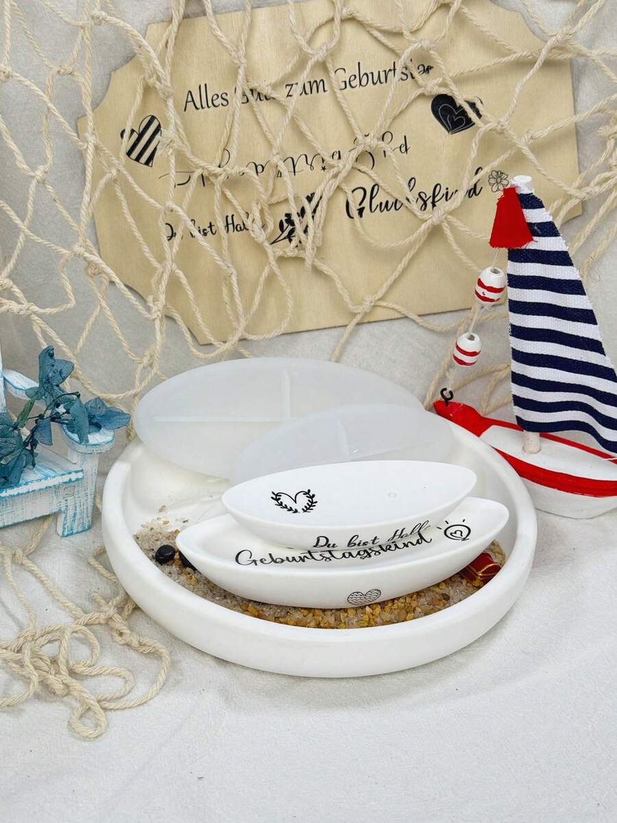 1 pieza Molde de silicona de cascos de barco S/L para decoración del hogar, manualidades, velas, yeso, resina epoxi - Blanco - Ver 1