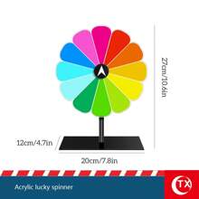 1قطعة عجلة جوائز أكريليك DIY للأحزاب قابلة للمسح مع حامل، لوحة دوارة محمولة للمهرجانات والفعاليات، متعة تفاعلية لأمسيات ألعاب العائلة والفصول الدراسية، أداة تعليمية عجلة دوارة للطاولة ، عجلة السحب للحظ، المهرجانات والمعرض التجاري