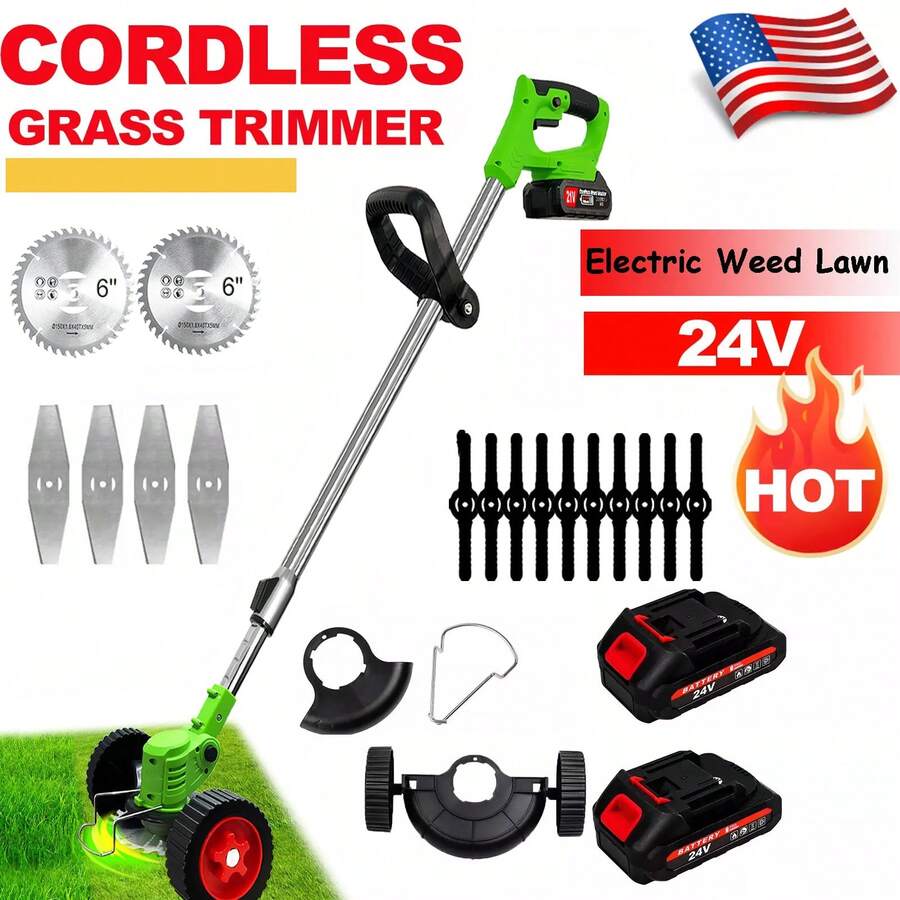 Green Electric String Trimmer, Cordless, For Eating And Lawn Edging ...