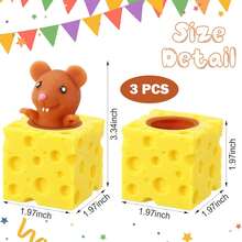 1/3/5 قطعة ألعاب سكويشي فوفو عشوائية الألوان، لعبة ضغط الفأر الجبن لتخفيف التوتر، لعبة فأر الجبن المطاطية، ألعاب حسية ممتعة، ألعاب جميلة بشكل الجبن لتخفيف التوتر للأطفال والبالغين - متعدد الألوان - مشاهدة 3