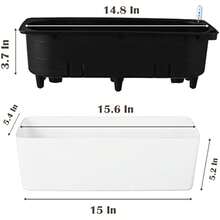 2 Pack Rectangular Planter 15.6 X 5.4 In Self Watering Window Sill Planters Indoor Rectangle Planter Self Watering Plastic Plant Pots With Drainage Holes White Flower Pot - 1 - Xem 6