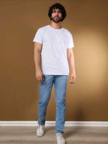 Men's Basic Jeans With Elastane And Pockets Direct From The Factory - Light Wash - View 5
