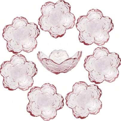 طبق زجاجي صغير بشكل زهرة الكرز لتقديم الصلصات والمقبلات. طبق صلصة الصويا الزجاجي بشكل زهرة الكرز. وعاء حلوى صغير ولطيف. طبق مقبلات صغير قابل للتكديس لتقديم الصلصات والبهارات والوجبات الخفيفة والفواكه وأكياس الشاي والشموع الصغيرة والنكَّاشات