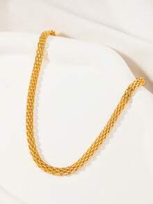 1 件宽蛇骨扁平链项链，适合日常佩戴和派对